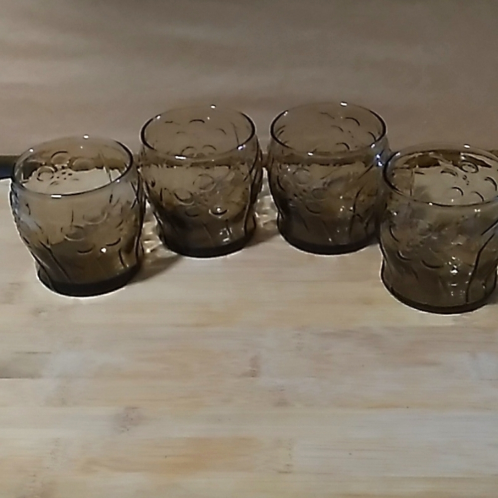 4 Vintage Smoked Glasses